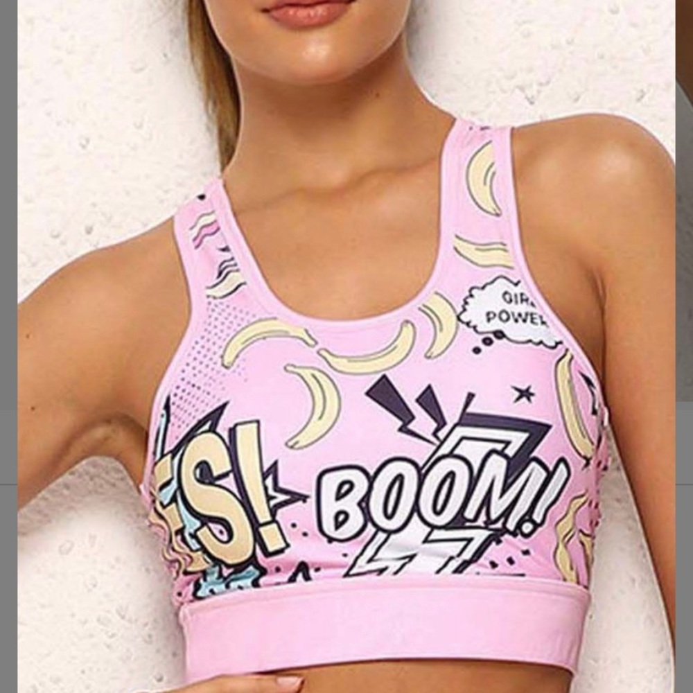 Girl Power Pink Graphic Sports Bra